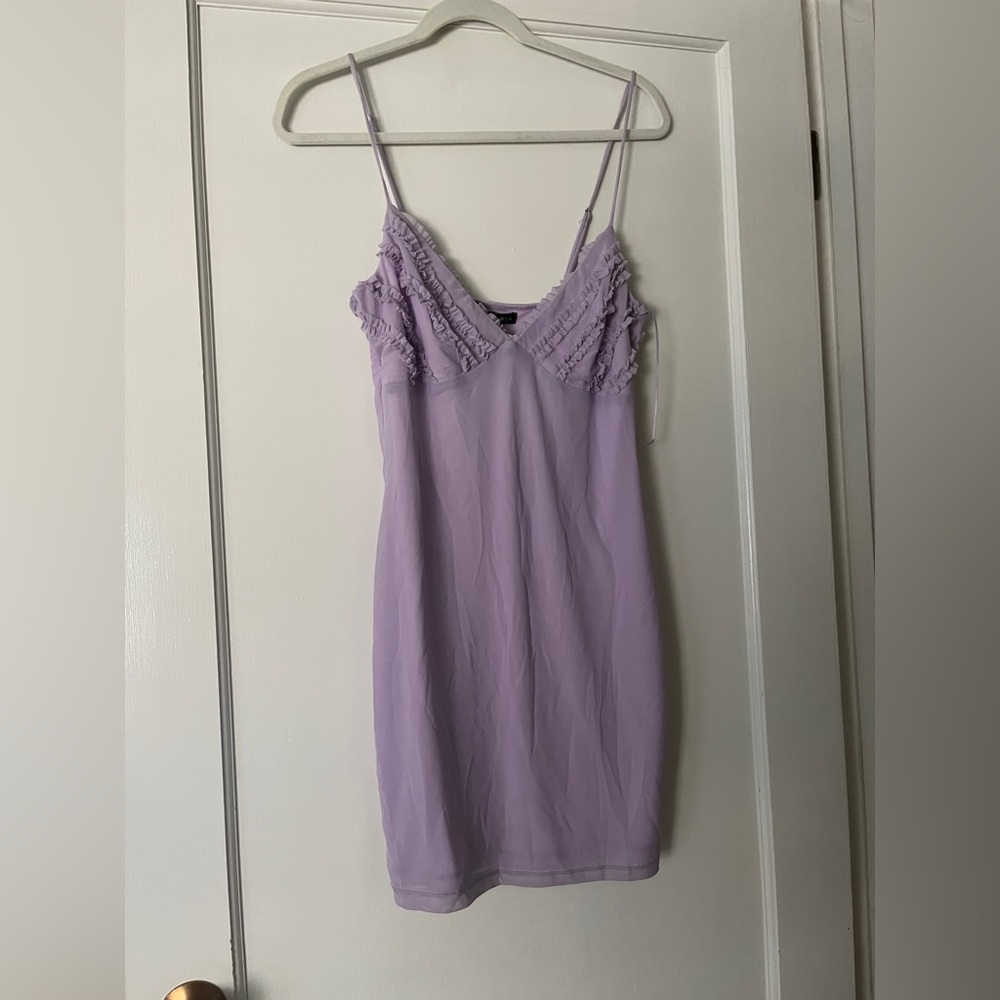 ruffled purple mini dress